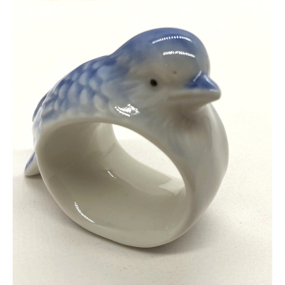Vintage Bluebird Porcelain Napkin Rings Figurines Set of 5 Made in Taiwan
